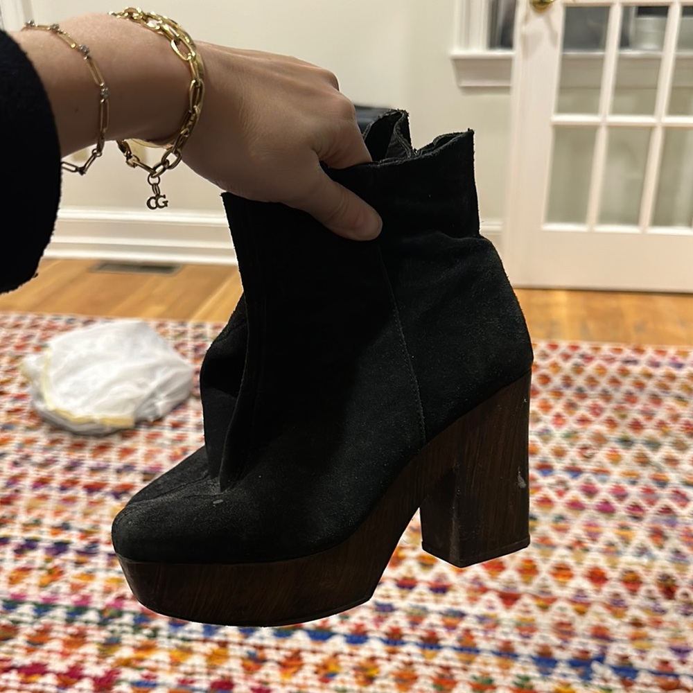 Black Suede Platform Ankle Boots